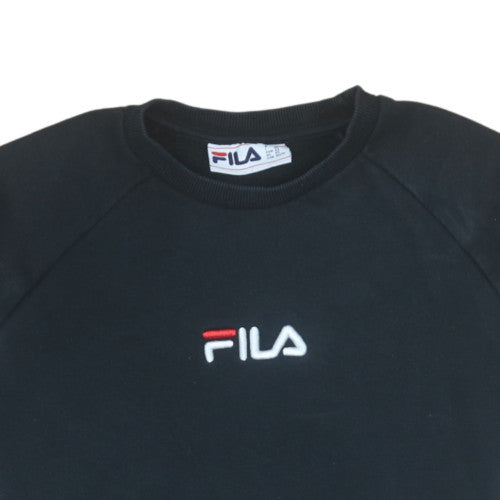 Fila Mens Black XS Pullover Sweatshirt Crew Neck Fleece Logo Sportswear