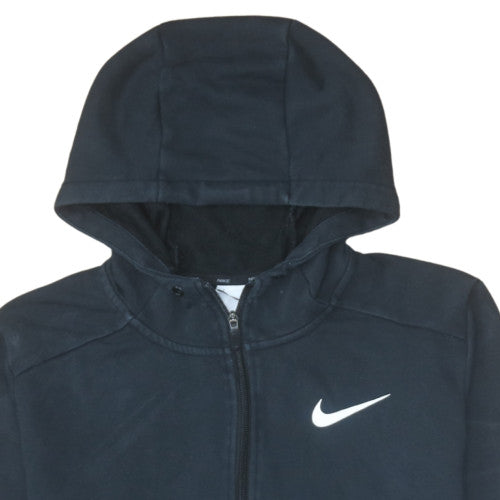 Nike Men’s Black Full Zip Hoodie L Sports Dri-FIT Cotton Blend