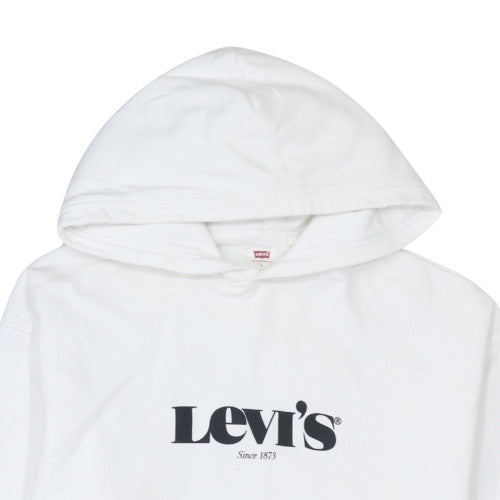 Levi’s Men White Relaxed Pullover Hoodie Size L Cotton Fleece