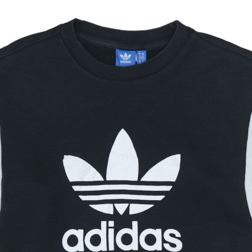 Adidas Womens Black Colourblock Crew Neck Pullover Sweatshirt Size XS