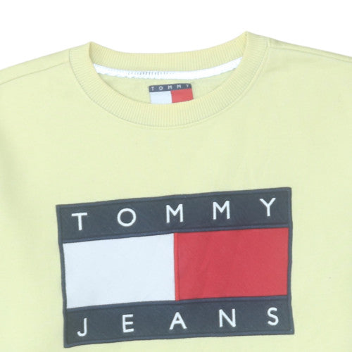 Tommy Jeans Women's Yellow XL Crew Neck Logo Sweatshirt