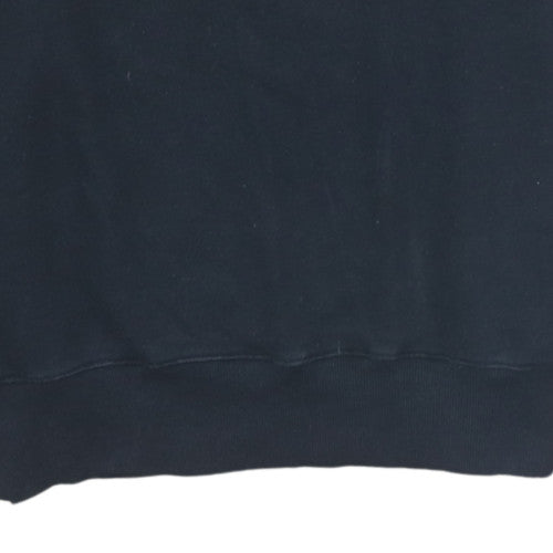 Champion Mens Black Large Pullover Sweatshirt Crew Neck Logo Cotton Blend