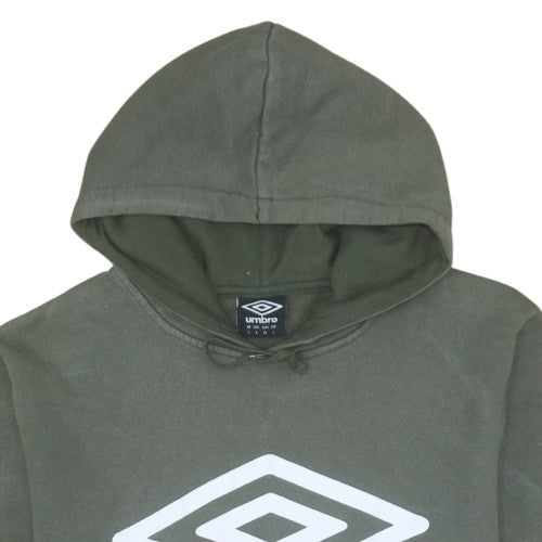 Umbro Men's Green Pullover Hoodie Size L Logo Fleece Sweatshirt