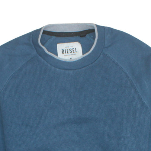 Diesel Men’s Blue Cotton Crew Neck Pullover Jumper Size M
