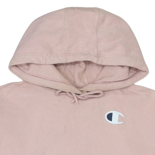 Champion Womens Pink Pullover Hoodie Medium Cotton Logo Sweatshirt