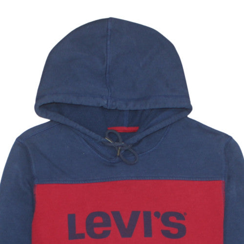 Levi's Men's Blue Red Grey Pullover Hoodie Size M Graphic Logo