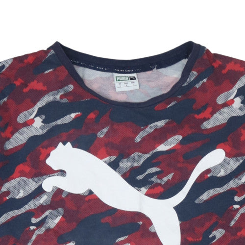 Puma Men's Red Camo Crew Neck Short Sleeve Cotton T-Shirt L