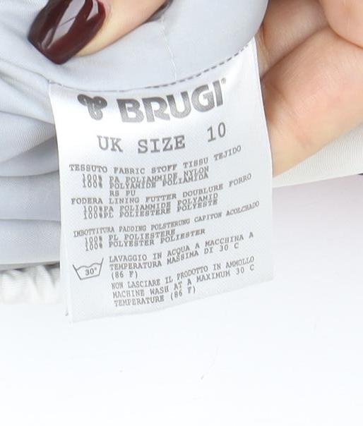 Brugi Women's Red White Ski Jacket Size 10 Hooded Waterproof Winter Coat