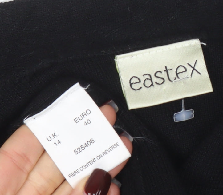 Eastex Women's Black Long Sleeve Embroidered Cardigan Size 14