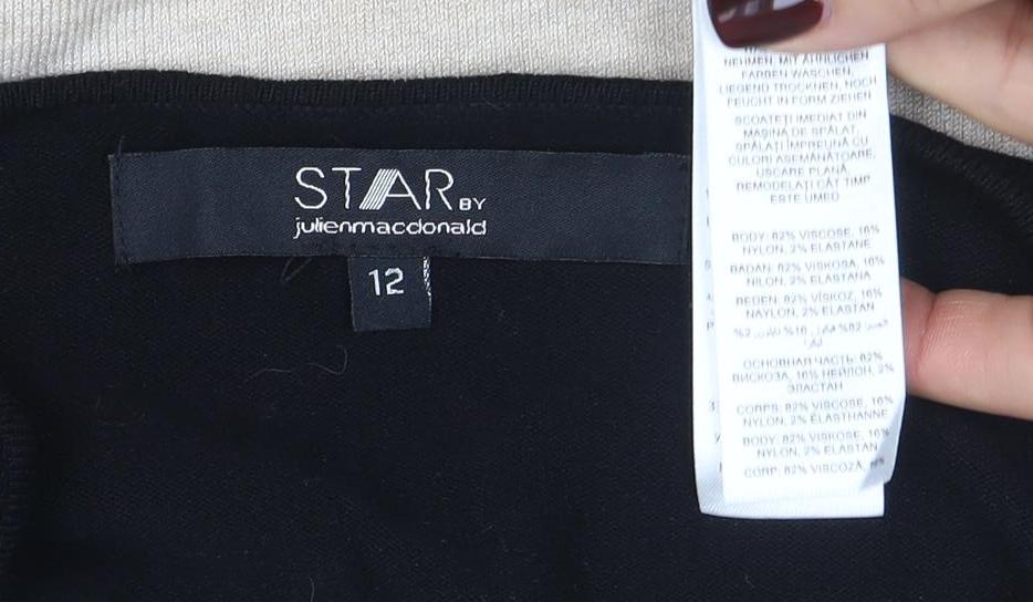 Star by Julien Macdonald Women’s Black Beige Geometric Jumper Size 12