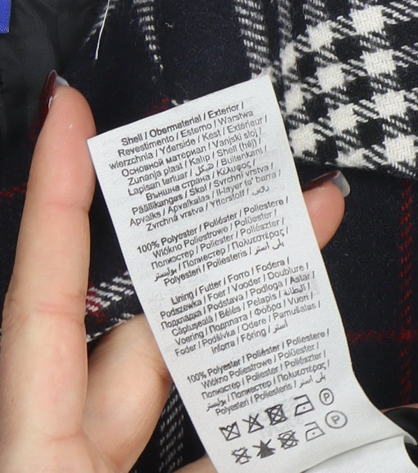Jack & Jones Unisex Black Checked Long Overcoat L Polyester