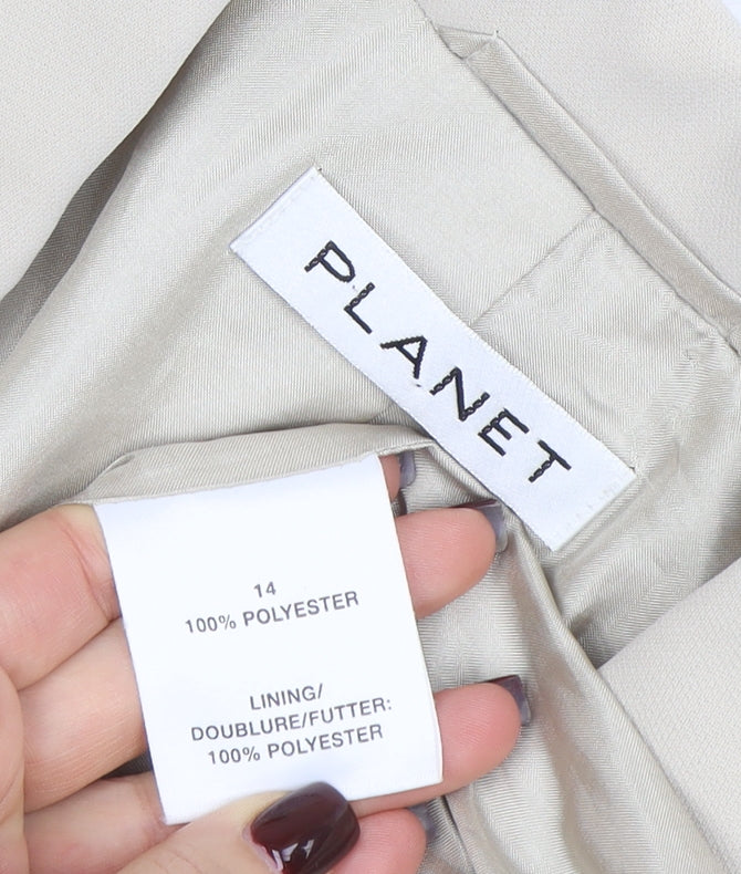 Planet Women's Beige Size 14 Single Breasted Polyester Blazer