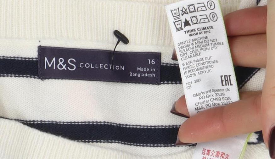 Marks & Spencer Women's Multicoloured Size 16 Striped LOVE Jumper
