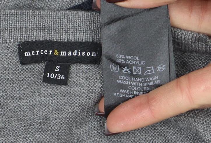 Mercer & Madison Women’s Grey Striped Wool Jumper Dress Size S