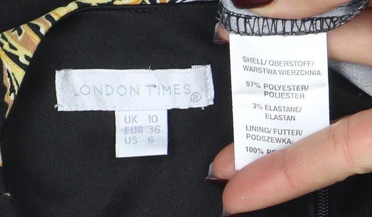 London Times Womens Black Size 10 Sheath Stretch Knee Length Dress