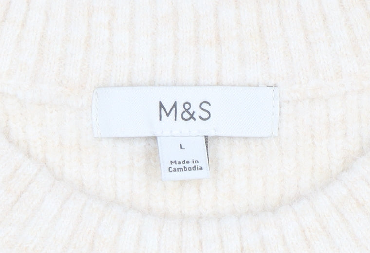 Marks & Spencer Women’s Ivory Striped Wool Blend Pullover Jumper L