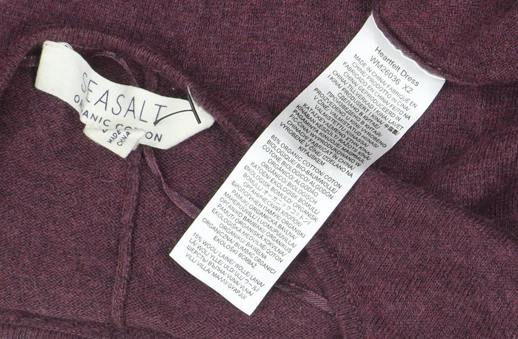 Seasalt Women Purple Size 8 A-Line Knit Cotton Wool Dress