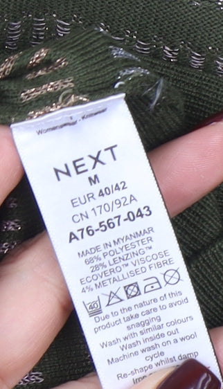 Next Womens Green Striped Metallic Pullover Jumper Size 14