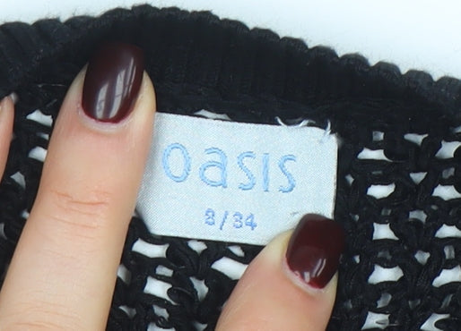 Oasis Women’s Black Sequin Open-Knit Cardigan Size 8