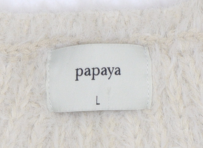 Papaya Women’s Ivory Chunky Knit Pullover Jumper Size L