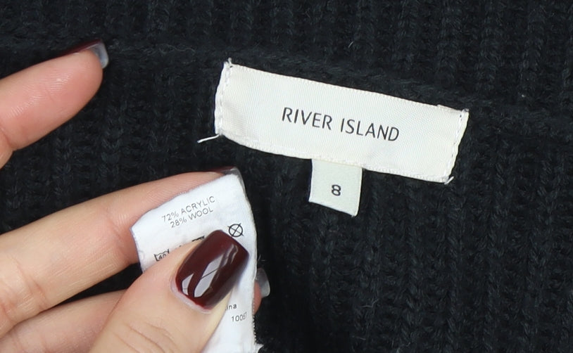 River Island Women’s Black Size 8 Chunky Knit Zip Cardigan