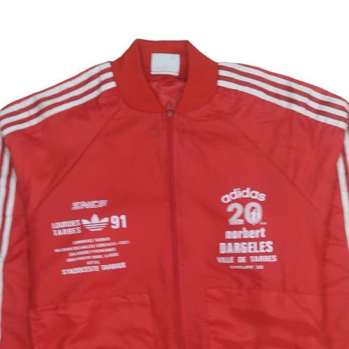 Adidas Men’s Red Bomber Sports Jacket Size M Retro 90s Full Zip