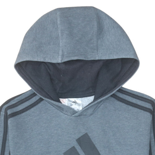 Adidas Boys Grey Pullover Hoodie 11-12 Years Logo Graphic Jumper