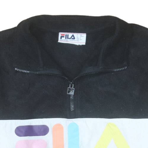 Fila Womens Black 1/4 Zip Pullover Sweatshirt Size S