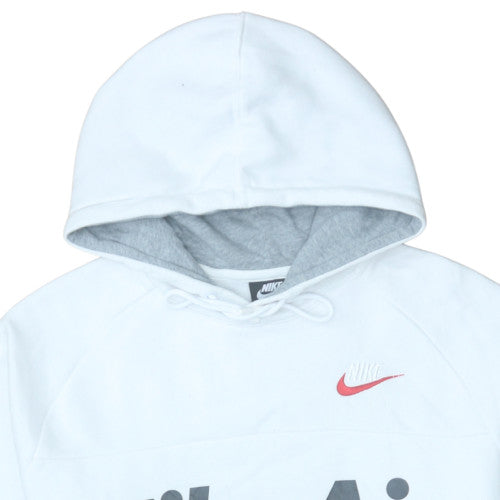 Nike Men's White Pullover Hoodie M Sports Graphic Fleece Sweatshirt