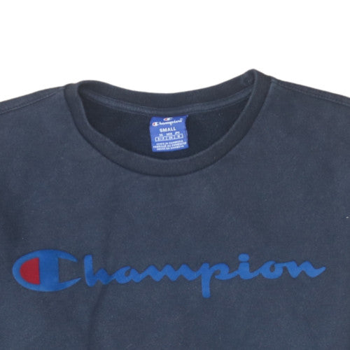Champion Mens Navy Blue Crew Neck Cotton Sweatshirt Small Classic Logo