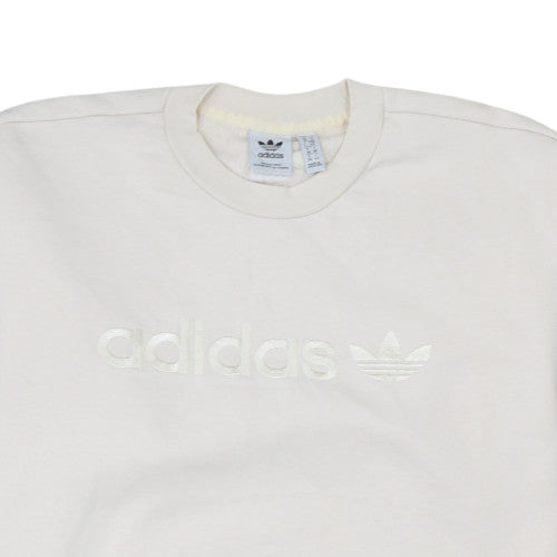 Adidas Women White Crew Neck Pullover Sweatshirt Size 12 Classic Logo