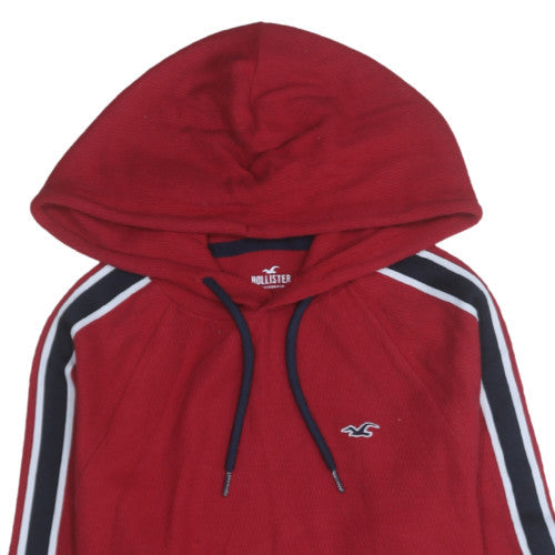 Hollister Womens Red Pullover Hoodie Medium Hooded Stripe Casual
