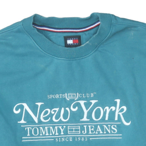 Tommy Jeans Men's Blue Crew Neck Embroidered Sweatshirt M