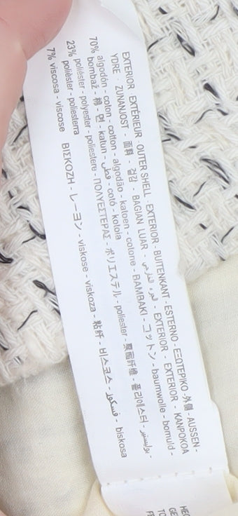 Zara Women Ivory Tweed Mid-Length Jacket Size 14 Classic Style