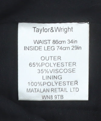 Taylor & Wright Men's Black 34R Dress Pants Formal Trousers