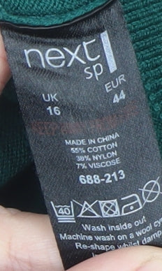 Next Women's Green Long Sleeve Round Neck Pullover Jumper Size 16