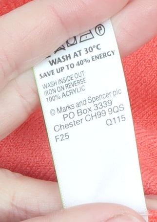 Marks & Spencer Women Pink V-Neck Acrylic Jumper Size 12