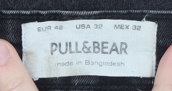 Pull&Bear Women’s Black Carrot Fit Distressed Jeans Size 14