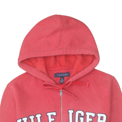 Tommy Hilfiger Men's Red Full Zip Hoodie XS Classic Logo Fleece