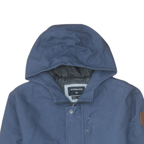 Quiksilver Mens Blue Hooded Parka Jacket Size M Cotton Blend