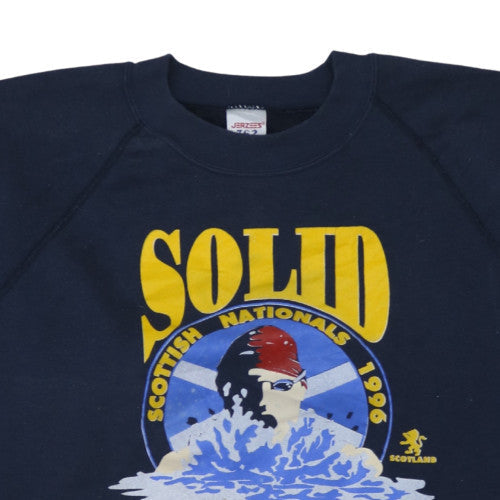 Jerzees Men's Navy Solid Gold 1996 Graphic Sweatshirt Size L