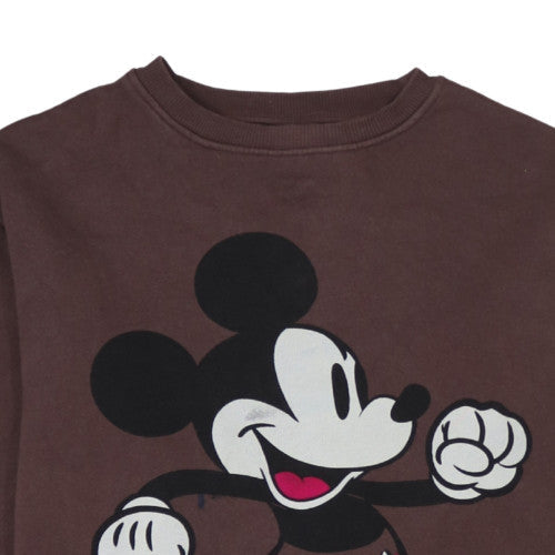 Disney Girls Brown Mickey Mouse Graphic Pullover Sweatshirt Size 10 Years