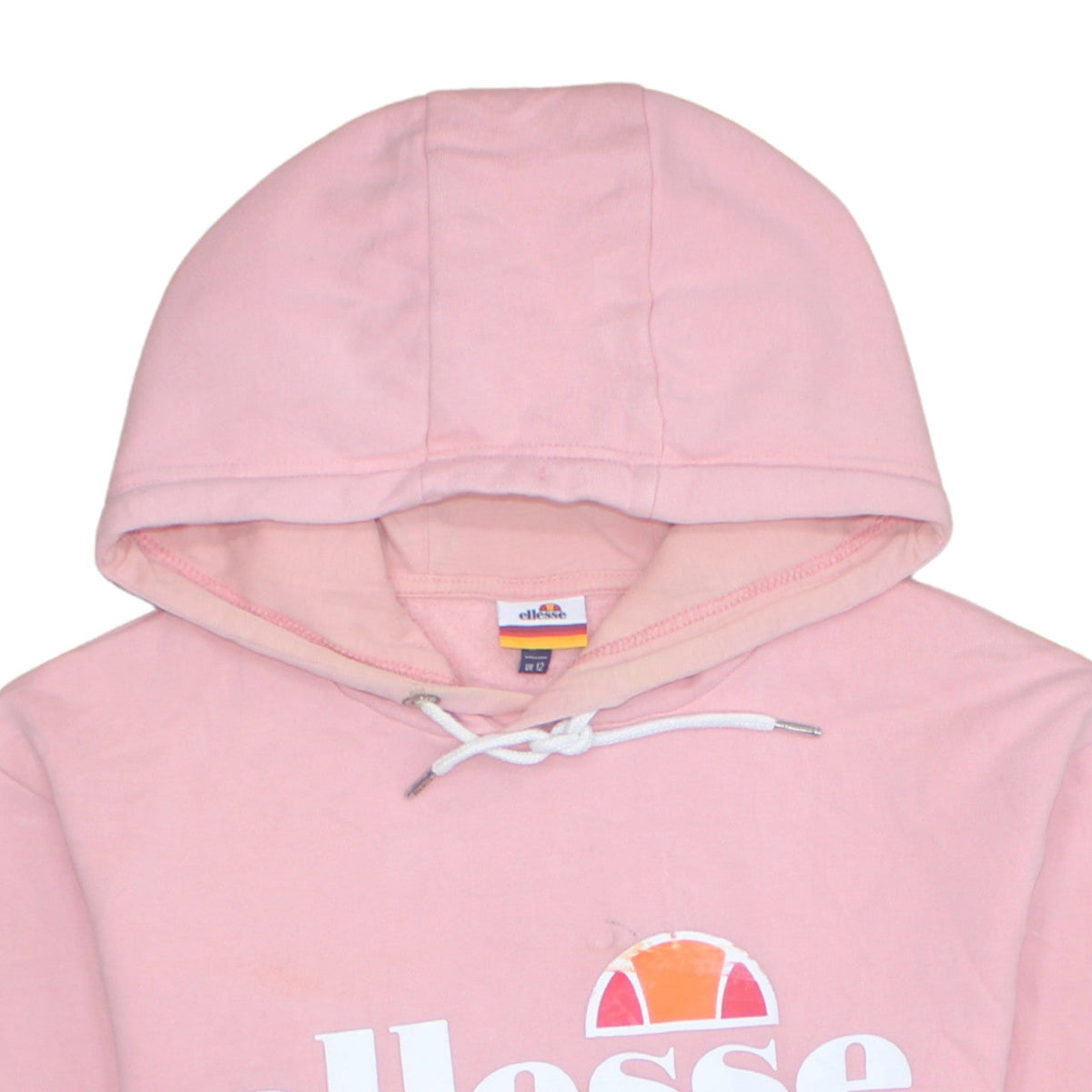 Ellesse Womens Pink Hoodie UK 12 Cotton Blend Long Sleeve Pullover