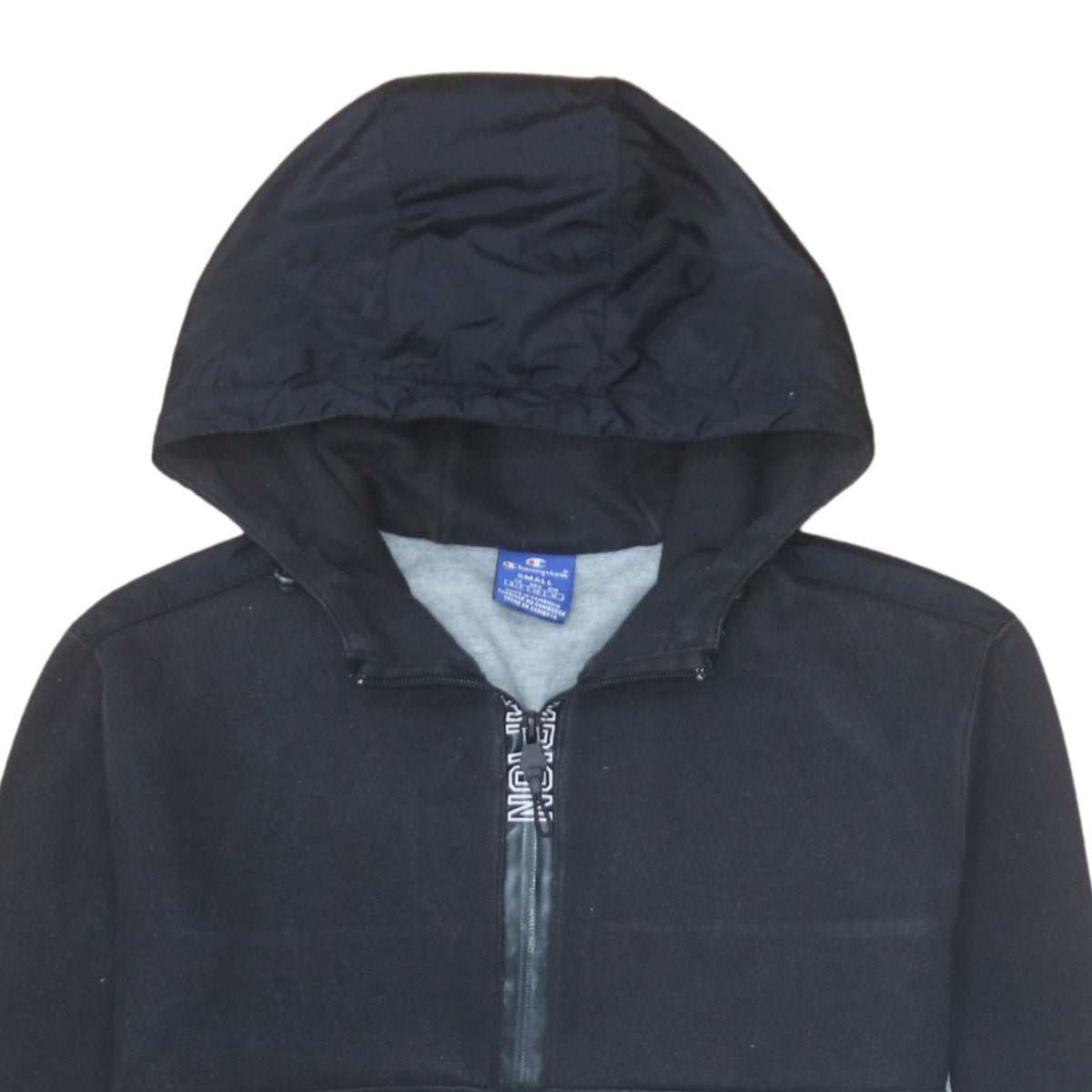 Champion Men's Black & Grey 1/2 Zip Hoodie Small Pullover Style