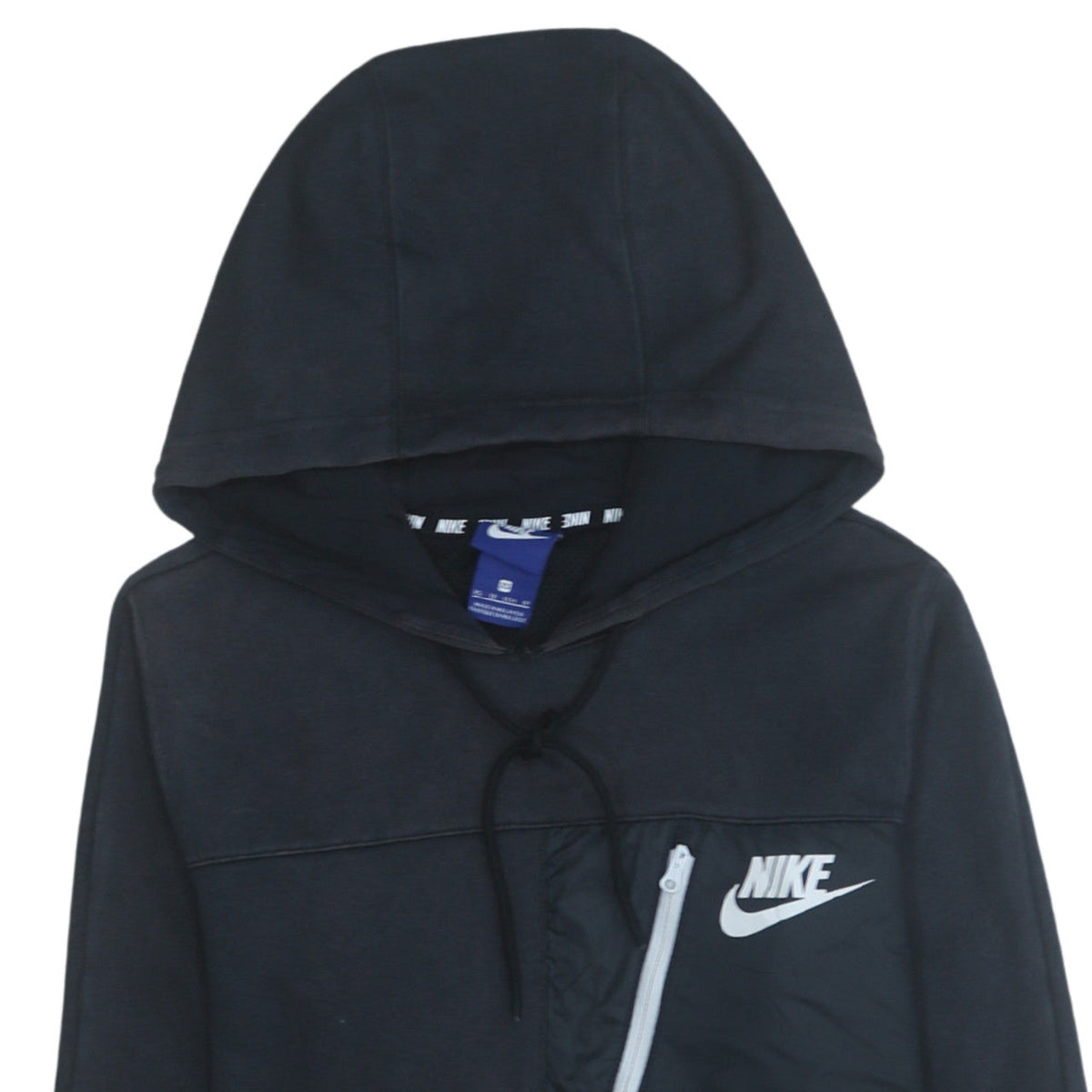 Nike Men's Black XS Pullover Hoodie with Logo and Zip Pocket