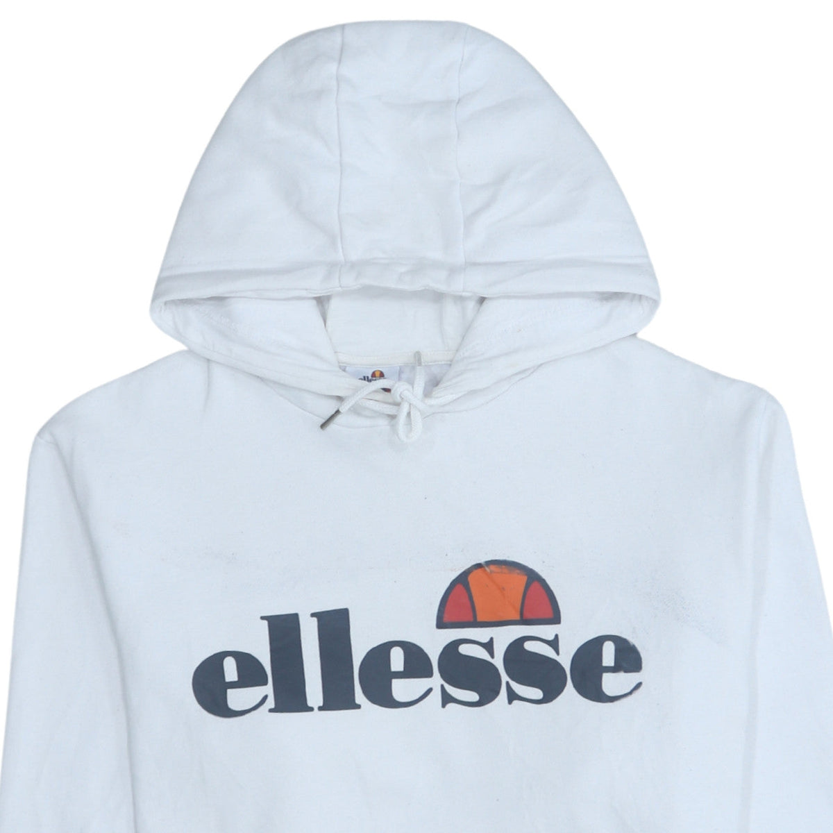 Ellesse Women's White Pullover Hoodie UK 14 Cotton Blend Logo Sweatshirt