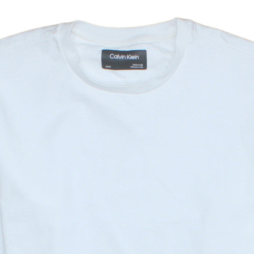 Calvin Klein Men's White Cotton Crew Neck Pullover Sweatshirt S