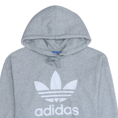 Adidas Men Grey XL Pullover Hoodie with Logo Graphic Print