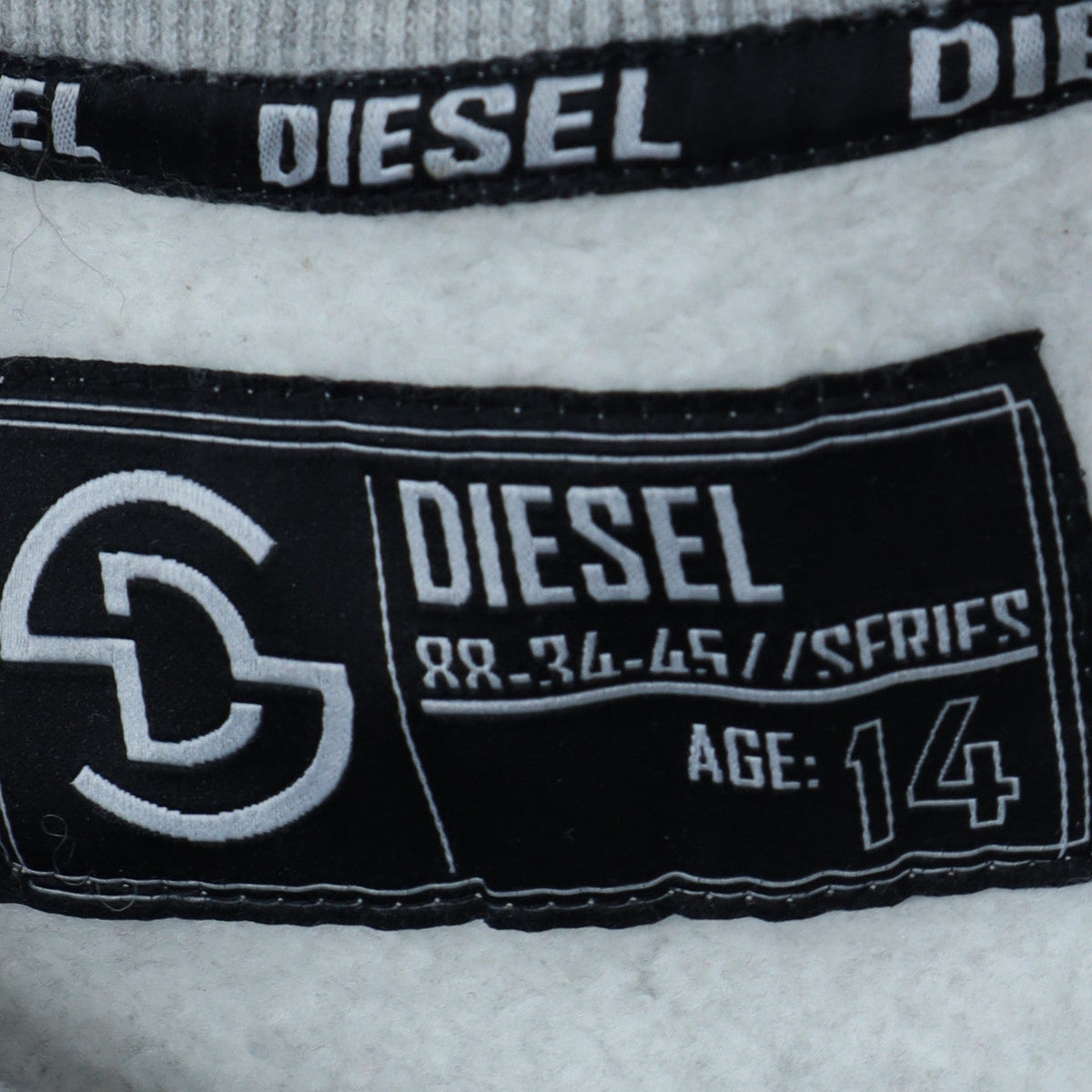 Diesel Teens Grey Pullover Sweatshirt Logo Crew Neck Size 14 Slim