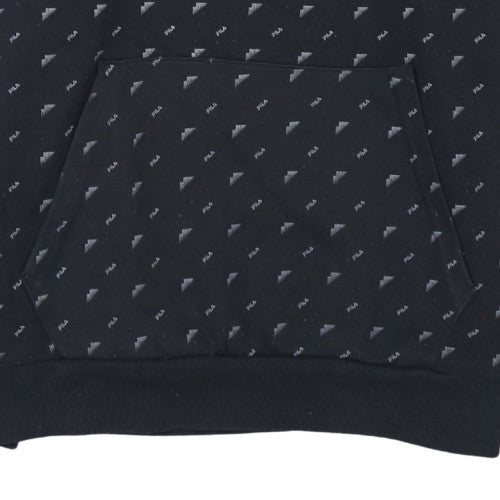 Fila Womens Black Pullover Hoodie Medium Cotton Blend Casual